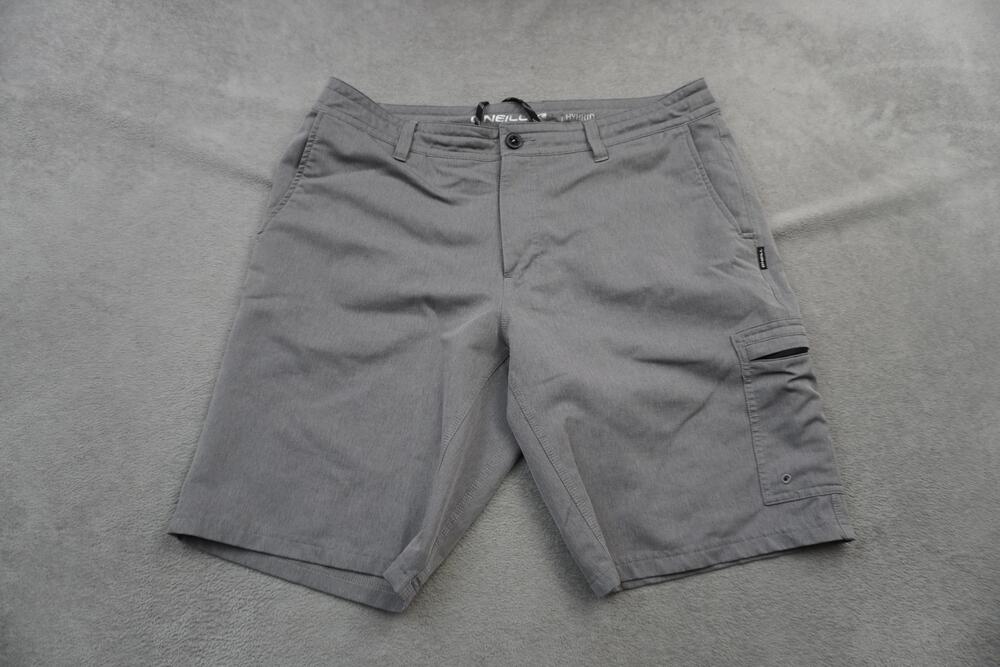 O'Neill Hybrid Cargo Shorts Mens 34 Gray Stretch Microfiber Pockets Fits 36x10